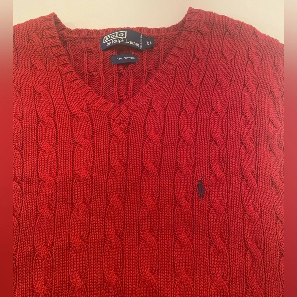 Polo Ralph Lauren‎ Burgundy 100% Cotton Men’s Sweater Vest Size X-Large